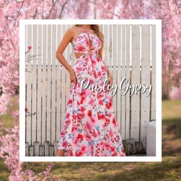 BACKLESS TIE BACK BOHO DRESS - Picture 5 of 14